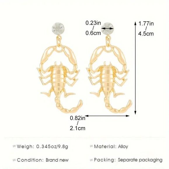 Diamond Scorpion Dangle Earrings - Picture 2 of 3